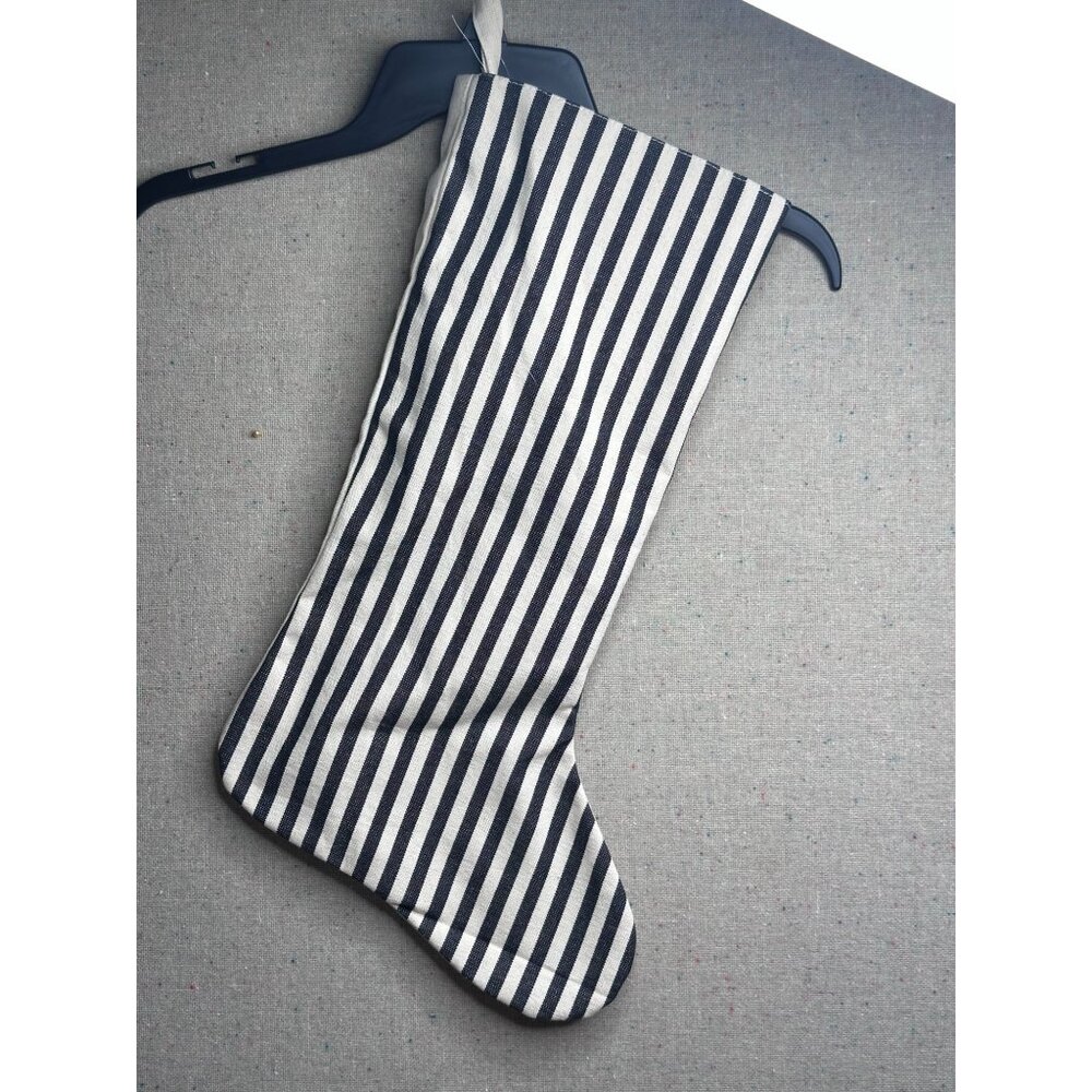 Stocking Ticking Striped Dark Grey Lined Hofburg interiors Holiday Gift Crafts
